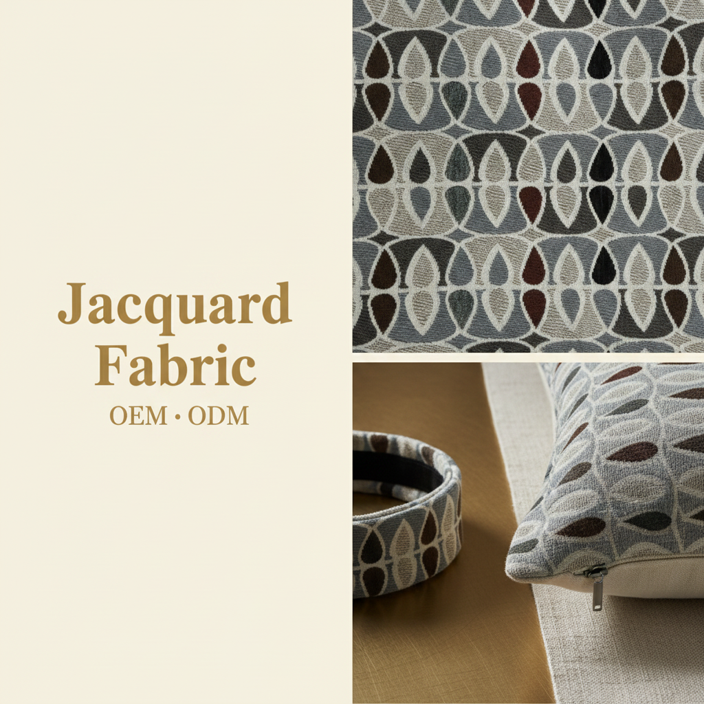 Grey Teardrop Oval Lattice Jacquard Woven Fabric | 100% Polyester | 145cm | Coating Available | Wholesale OEM Functional Fabric