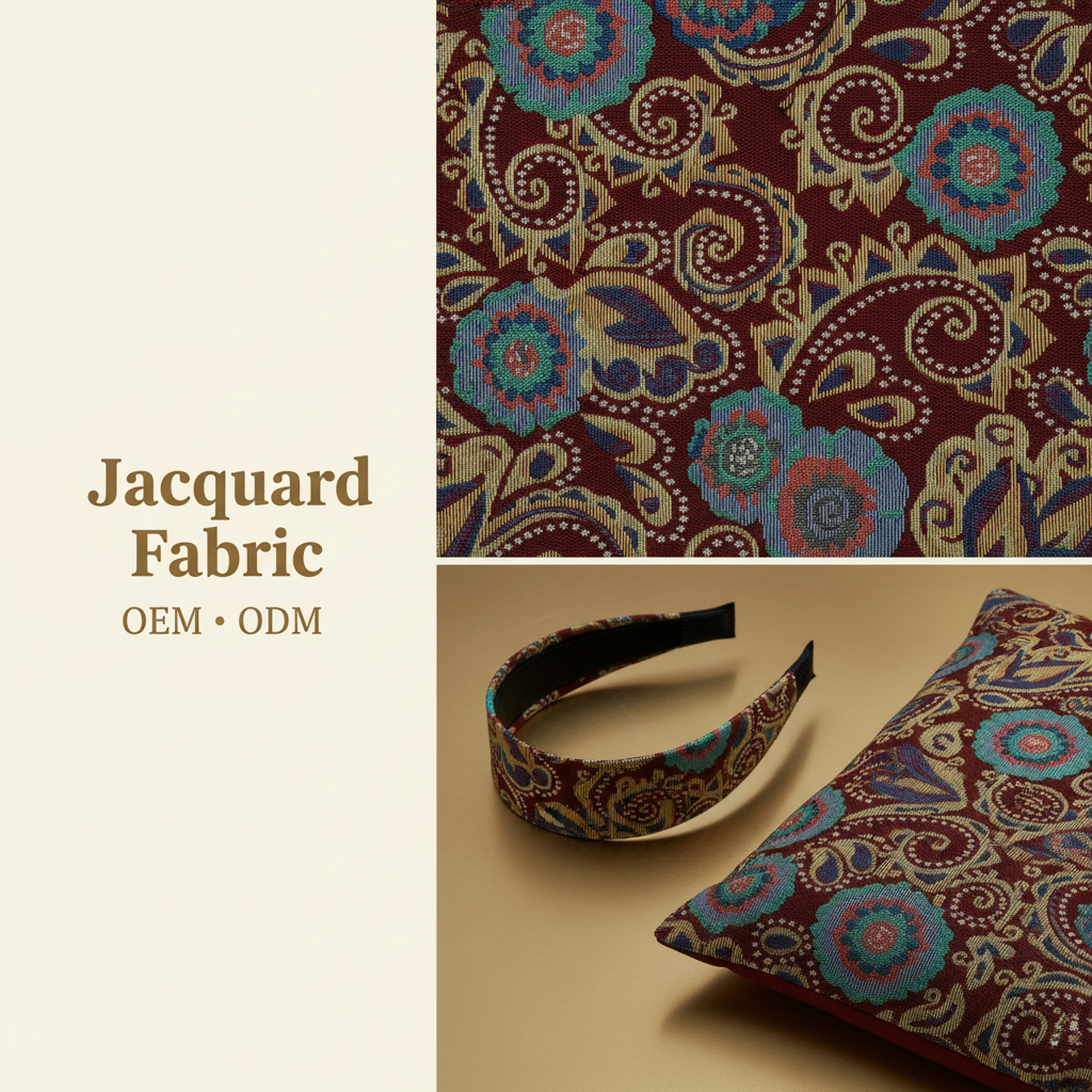 Burgundy Jacquard Fabric | Paisley Floral | 150cm | Wholesale OEM Custom Cotton-Poly Jacquard Fabric