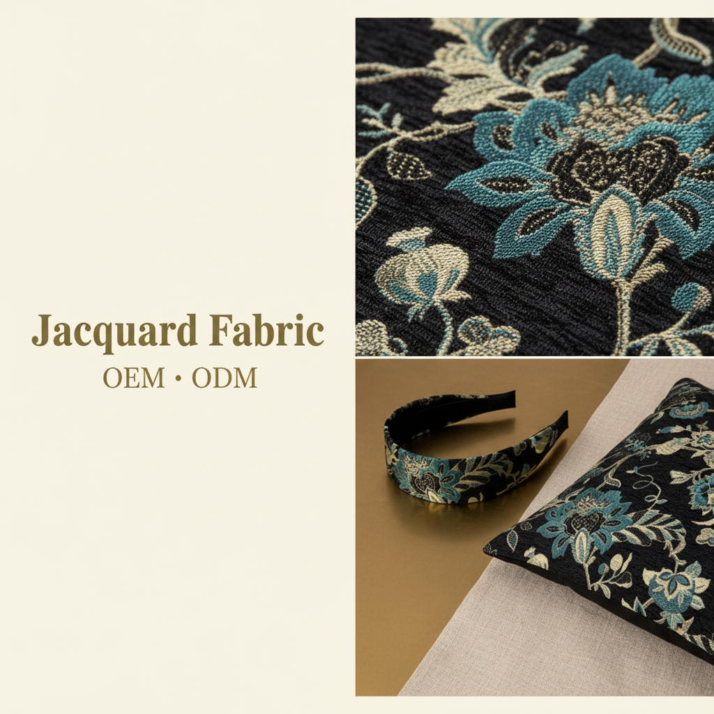 Black Floral Vine Chenille Jacquard Fabric | Polyester-Cotton Chenille | 150cm | Wholesale OEM Custom Chenille Jacquard Fabric