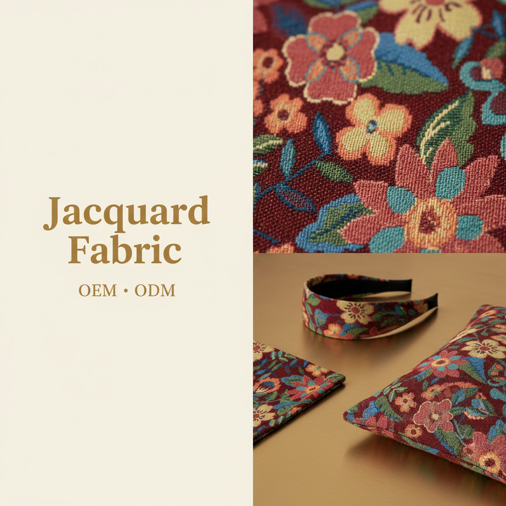 Black Botanical Floral Jacquard Fabric | Polyester-Cotton | 150cm | Wholesale OEM Custom Cotton-Poly Jacquard Fabric