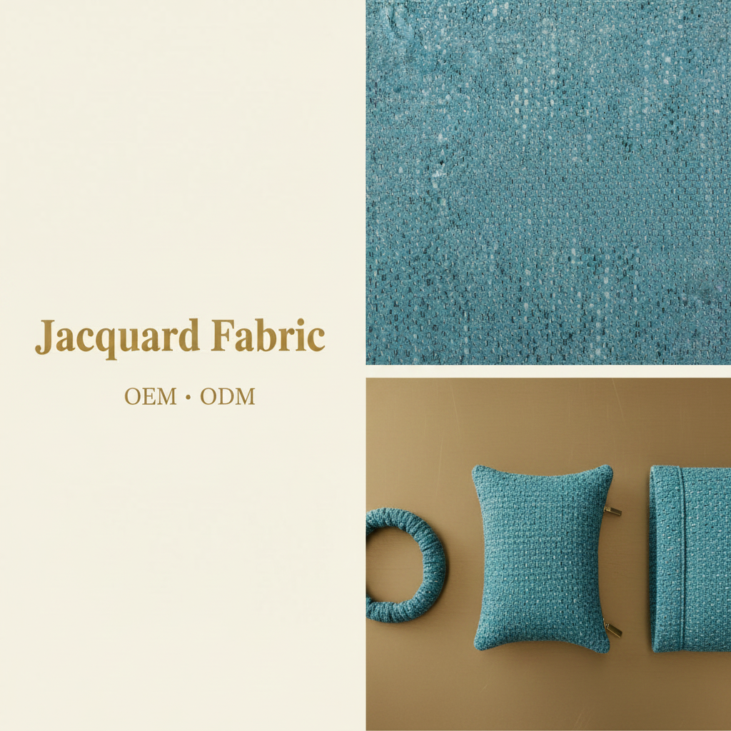 Teal Mélange Jacquard Woven Fabric | 100% Polyester | 145cm | 3-Proof Coating | Wholesale OEM Functional Fabric