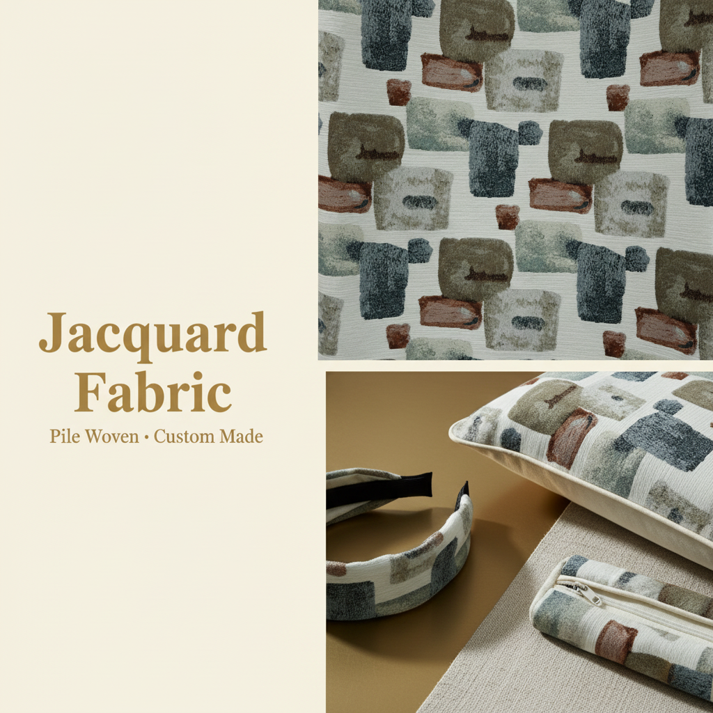 Ivory Abstract Geometric Chenille Jacquard Fabric | 100% Polyester | 145cm | Coating Available | Wholesale OEM Functional Fabric