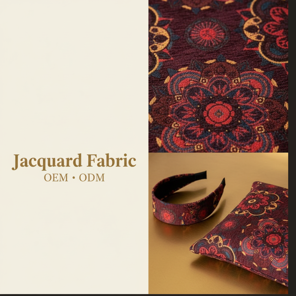 Burgundy Bohemian Mandala Chenille Jacquard Fabric | Polyester-Cotton Chenille | 150cm | Wholesale OEM Custom Chenille Jacquard Fabric