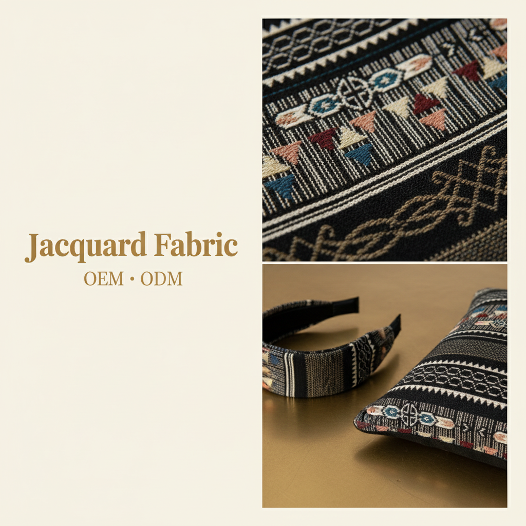 Black Multicolor Tribal Stripe Jacquard Fabric | Polyester-Cotton | 150cm | Wholesale OEM Custom Cotton-Poly Jacquard Fabric