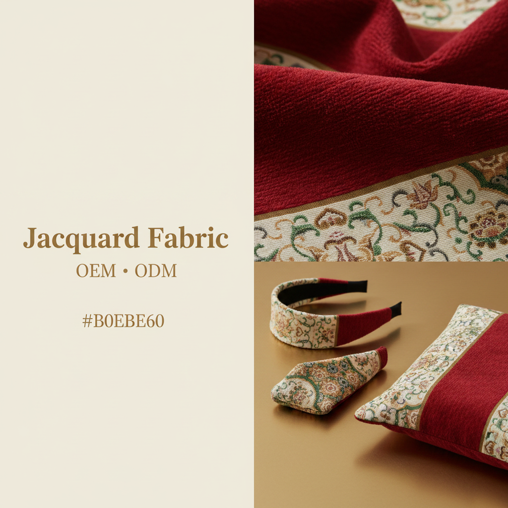 Crimson Floral Medallion Chenille Jacquard Fabric | Chenille & Polyester-Cotton | 150cm | Wholesale OEM Custom Chenille Jacquard Fabric