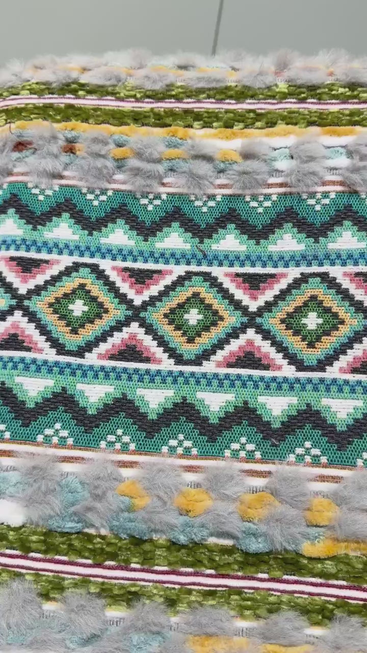 Bohemian Handwoven-Look Specialty Yarn Jacquard Upholstery Fabric