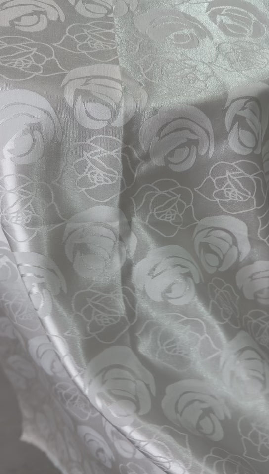 Ivory Rose Scroll Jacquard Fabric
