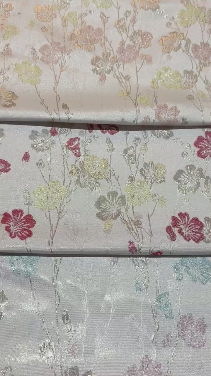 Songjin-Style Foil-Embossed Floral Brocade Jacquard Fabric