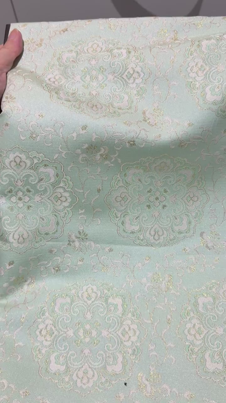 Songjin-style polyester brocade jacquard fabric drape and sheen video