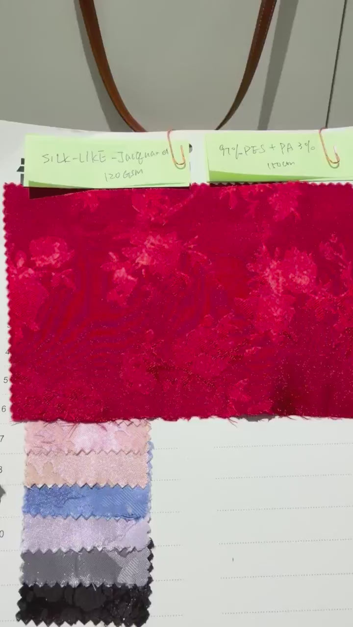 Customizable Semi-Sheer Silk-Like Floral Jacquard Lining Fabric