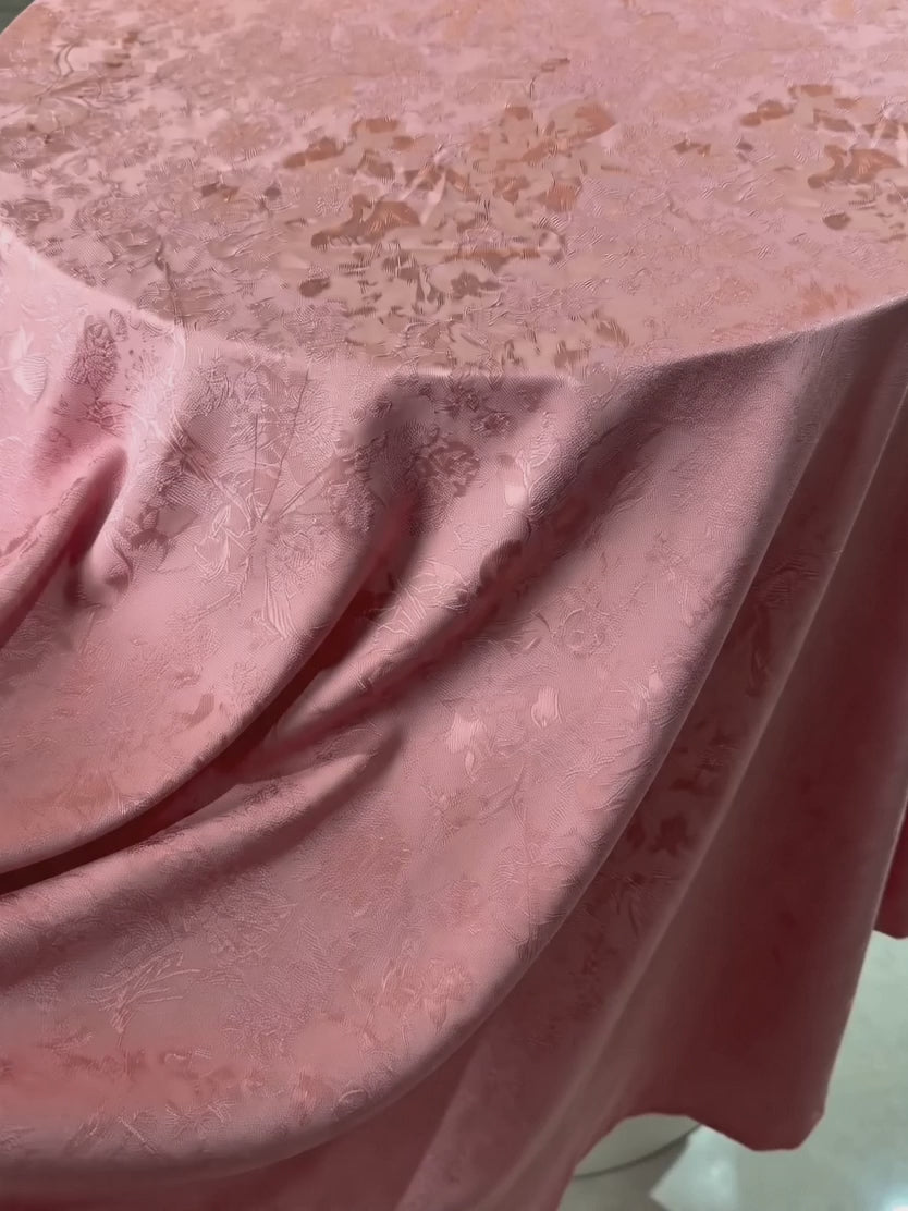 Blush Pink Floral Jacquard Fabric