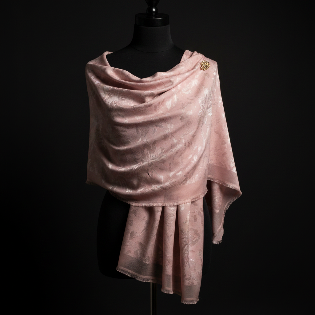 Rayon Viscose Pink Jacquard Shawl Editorial