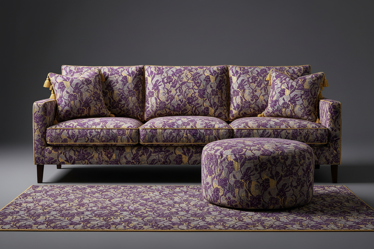 AI application preview: home-textile composition with pattern-density refinement